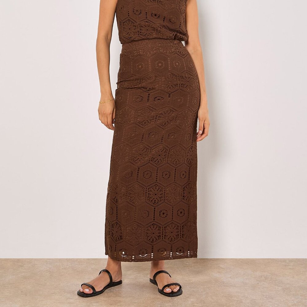 Chocolate lace maxi skirt